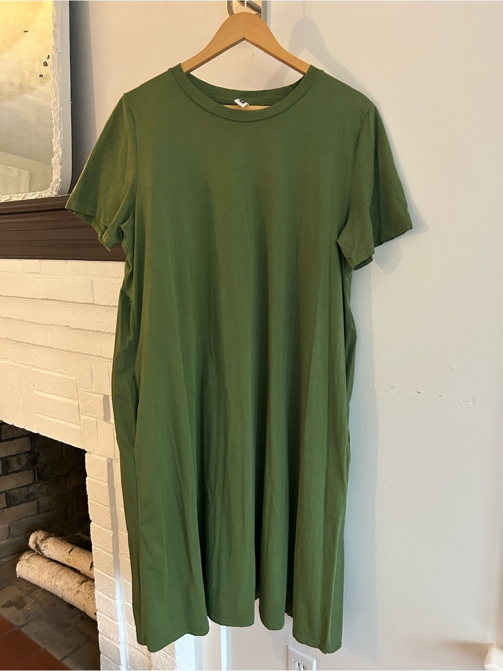Relaxed Olive Green Midi Dress Made in Italy